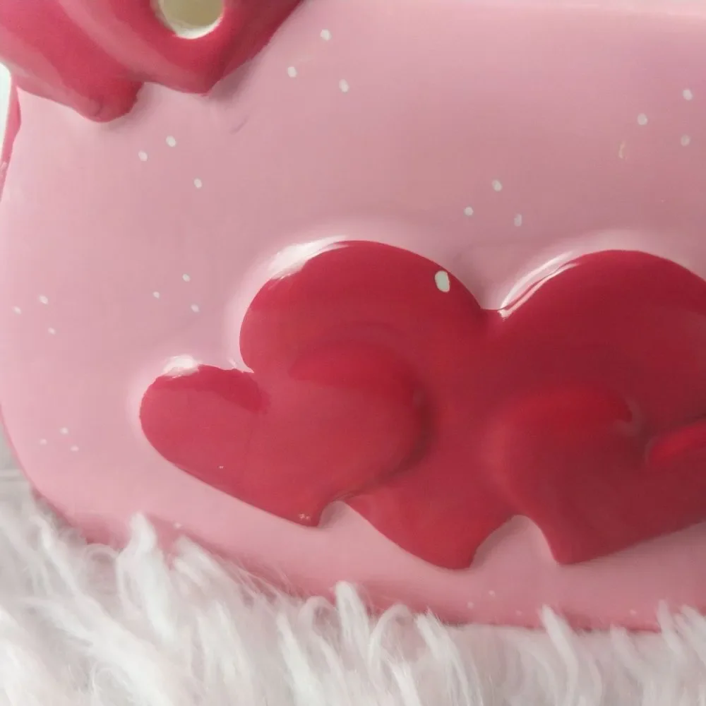 Pink Heart Ceramic Mini Purse Flower Planter Vase Table Centerpiece Decor